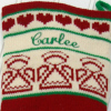 angels and hearts on christmas stocking