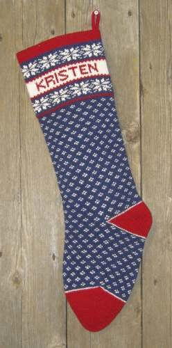Nordic Style Poinsettia Design Wool Knit Christmas Stocking