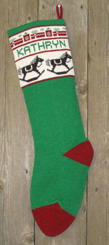 Rocking Horse and Gifts personalized Christmas stocking