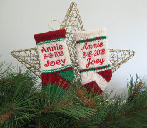 Christmas stocking ornaments on a star