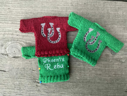 Horse shoe sweater ornaments