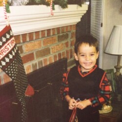 Litttle boy with Christmas stocking